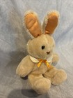 Dakin Vintage 1988 Satin Eared Tan Plush Stuffed Sitting Bunny Rabbit Cute Soft