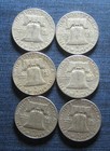 6 -  Franklin Silver Half Dollars -  3 Face Value Lot   90  Silver   p4776 