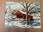    3x Vtg 1950   s Mcm Paint By Number  Snow Landscape Unframed   