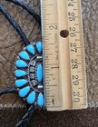 Vintage Navajo Sterling Silver Cluster Turquoise Oval Bolo Tie 1 5 