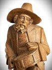 Vintage German Black Forest Antique Wood Carving  -  Man With Drum