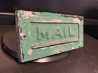 Vintage Arts Craft Deco Shabby Painted Green Aluminum Door Wall Mail Slot Box