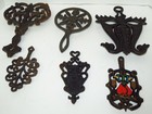 Lot Of 6 Vintage   Antique Cast Iron Trivets For Sad Irons B