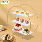 2 Pcs 3 Tier Gold Metal Tiered Cupcake Stand Circle Cupcake Holder Stand