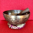 24 Cm Special Buddha Carving Singing Bowl - Chakra Healing Tibetan Bowl - Yoga 