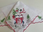 Darling New Christmas Luray Handkerchief Hankie   Snow Couple   Scalloped Hem 