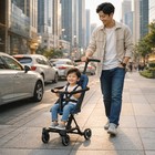 Stroller Lightweight Compact Book Folding Adjustable Handle Navy 365 Travel
