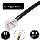 15 Ft Phone Telephone Extension Cord Cable Line Wire Rj11 6p4c Plugs 2 Pack