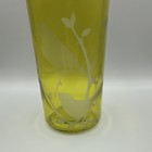 Yellow Glass Decorative Bottle  Bird   Branch Nature Design  12 In Tall