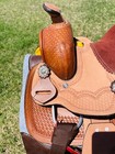 8  Kids Western Leather Floral Tooled Half Seat Horse Barrel Saddle