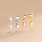 S925 Sterling Silver Pinch Bail Clip Pendant Clasp Connector Findings Gold Rose 