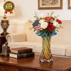Hand Blown Glass Vase With Flower-shaped Rim  10 63in Spiral Swirl Blue To Golde