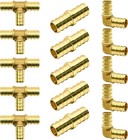 15pcs 1 2  Pex Fittings  Elbow Tee Straight Couplings Set  Pex Brass Crimp Fi   