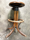 Antique Industrial Swivel Drafting Oak Wood Stool Early 1900s Cast Iron Hardware