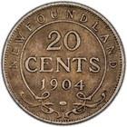 Newfoundland 1904-h 20 Cents Silver Coin - Vf
