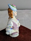 Antique Porcelain Half Doll Pin Cushion Hat