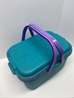 Vtg Eagle Craftstor 90s Sewing Storage Organizer Craft Tote - Teal Purple Pink