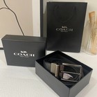 Coach Men s Reversible Belt Signature Canvas Black Grey Leather Full Box Set
