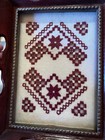 Vintage Scandinavian Hardanger Completed Framed Art Set Of Two