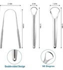 Stainless Steel Tongue Scraper Set 3-piece Silver Double-sided Non-slip
