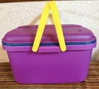 Vtg Eagle Craftstor-sewing Craft Storage Organizer Container Teal Purple-15   tote