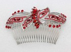 Gorgeous Red Rhinestone Crystal Huge Big Floral Hair Comb