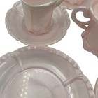 Vintage Childrens Banner Pale Pink Plastic Tea Set Toy Dishes Pearlized 28 Pcs