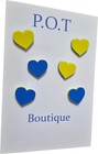 Blue   Yellow Heart Stud Earrings 3 Pairs jewelry For Kids girls teens preppy