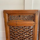 Carved Wood Wall Panels Pair Vintage Geometric Lattice Screen Shutters Oriental
