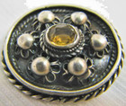 Palestine Jerusalem Sterling Silver Filigree Citrine Brooch