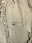 Vtg Wrangler Pearl Snap Canvas Shirt Mens 17 35 Western Tan Heavy Thick