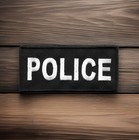Police Patch Law Enforcement Black White  Fits Velcro   Brand Loop Fastener