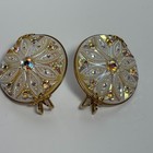Shoe Clips Sparkly White Molded Glass Ab Crystal Gold Tone