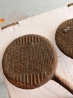 Pair Antique Cast Iron Waffle Iron Plates Paddles Long Handle Primitive Kitchen 