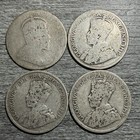 Lot Of 4 Canada Sterling Silver 25 Cents Coins Circulated Worn 1905-1919