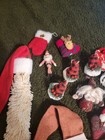 Christmas Rustic Folk Santa Head W rope Beard   Lot Of Santa Ornaments New vtg