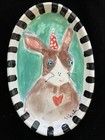 Handmade Ceramic Serving Tray    Bunny     Design 12   x8   original Design