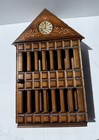 Vintage Wooden Spice Rack W Doors 8 Labeled Empty Glass Bottles Japan