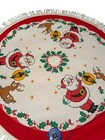Vtg 1960s Mcm Bucilla Felt Christmas Tree Skirt Uncut Tabletop Santa Reindeer