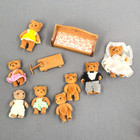Vtg Teddy Bear Story Lot 10 Pcs Bench Wagon 7 Flocked Bear 1 Mole Wholesome Toy