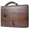Antique 19th Primitive Wood Dovetailed Box With Working Lock   Key