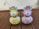 Chinese Porcelain Famille Rose A Pair Of Wall Vase With Qianlong Mk