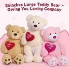 Big Teddy Bear With I Love You Red Heart  36  Cuddly Large 36 Inches Pink