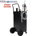 40 Gallon Portable Pump Gas Caddy Fuel Diesel Oil Transfer Tank With 4 Wheels 
