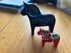 2 Vtg Dala Horse Hand Crafted By Grannas Olssons Origins 5    3  Sweden Wooden