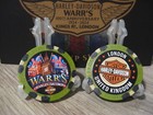 Warr s Harley Davidson Poker Chip - Big Ben - London  England - Olive Black Tan