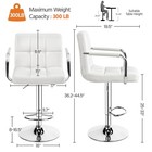 Barstools W back And Armrest  Adjustable Pu Leather Swivel Stools For Bar  White