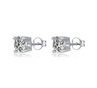 925 Sterling Silver 8mm Cz Stud Earrings Round Cut Unisex Men Women