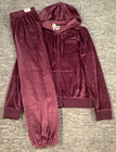 Victoria s Secret Pink Velour Fz Hoodie   Classic Pants Set Russian Ruby L Nwt