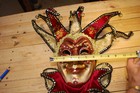 Full Size  Papier Mache Mardi Gras Mask Jester Full Face Wall Decor Wreath